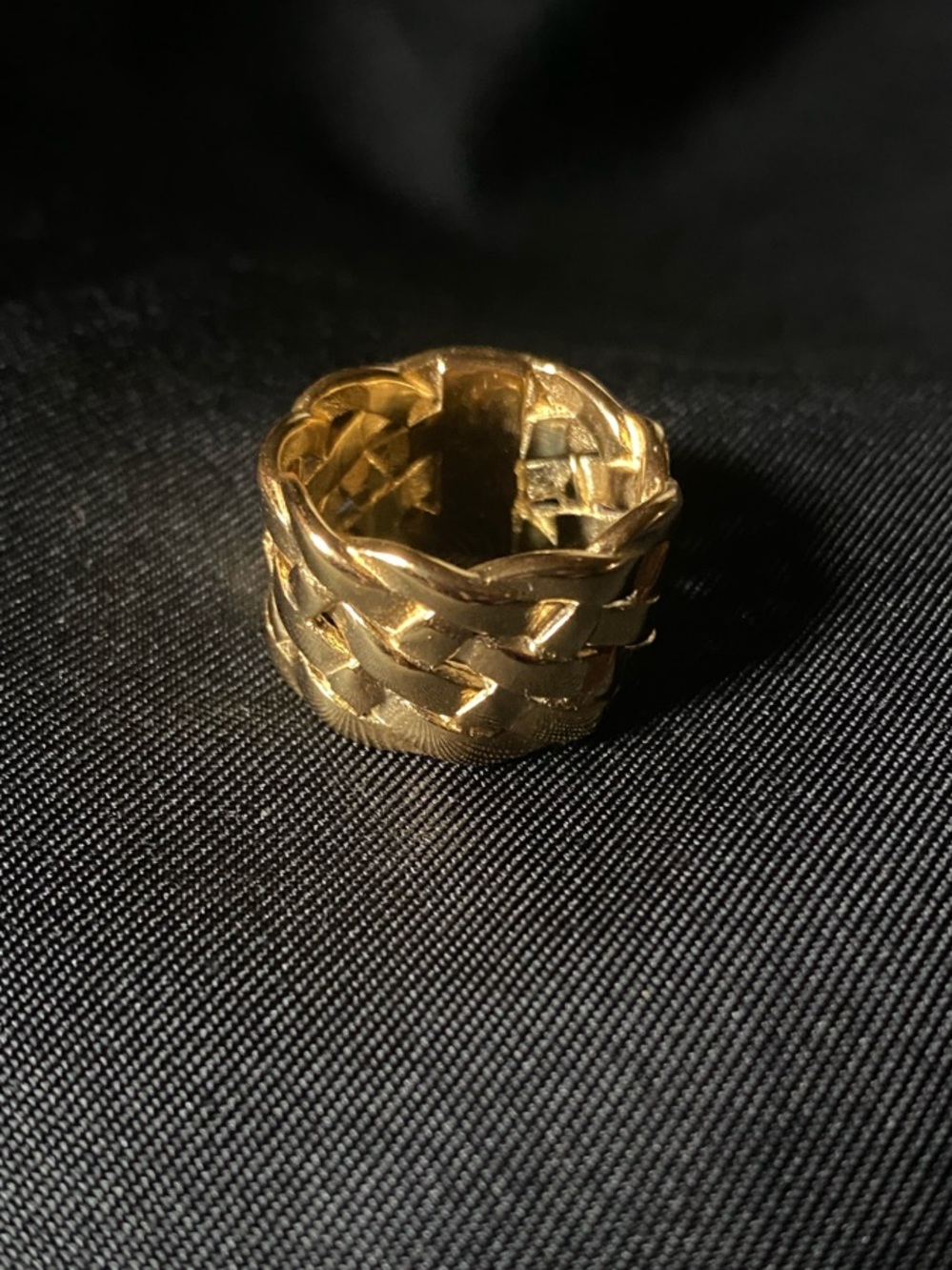 Gold Braided Wide Band Ring